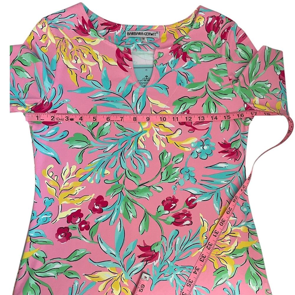 Barbara Gerwit Nylon Spandex Tunic Top Pink Multi Size M Resort Travel NWT - Picture 5 of 9